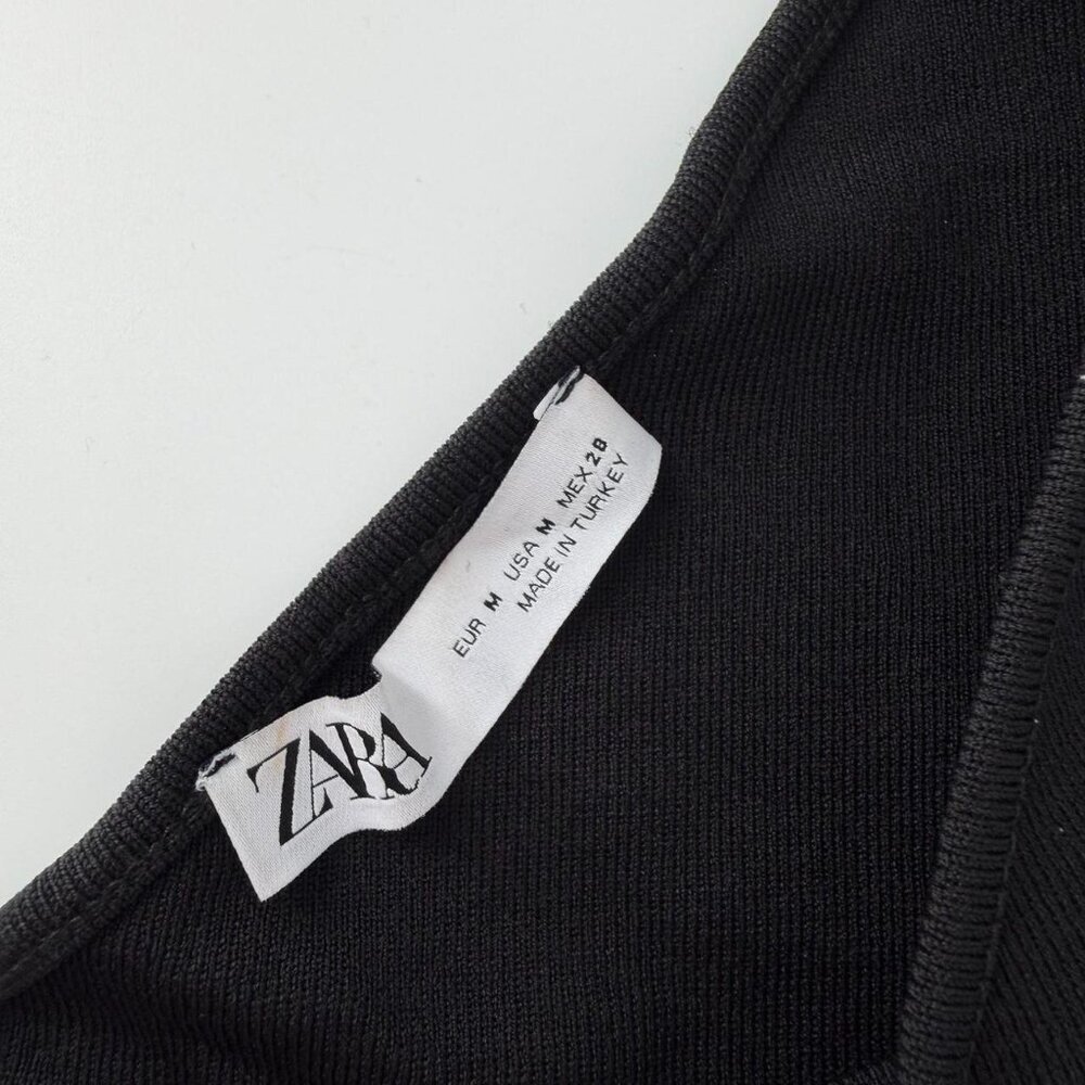 Zara Asymmetrical Black Bodysuit - Picture 6 of 8